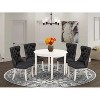 5-Piece Linen White Solid Wood Top - Round Upholstered Dining Room Set - (Seats-4) - 2 of 4