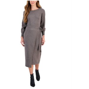 Taylor Womens Knit Puff Sleeve Wrap Sweater Dress - 1 of 1