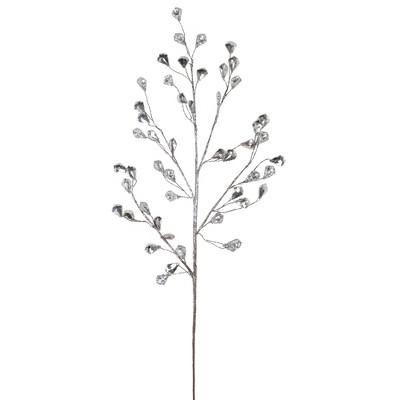 Northlight 30" Artificial Silver Twig Christmas Spray with Leaves