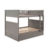 Full Over Full Bunk Bed with Twin Size Trundle, Pine Wood Bunk Bed with Guardrails, White - 3 of 4