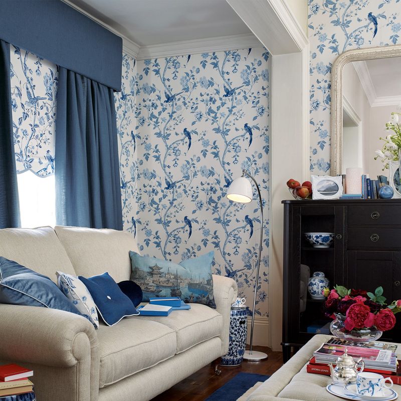 Laura Ashley Summer Palace Royal Blue Wallpaper, 2 of 6