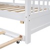 TopComfy Beds Wooden Twin Size House Bed with Trundle Modern Design Storage Shelf Wooden Build Trundle Shelf for Bedroom, White, 78.1"*14.75"*6.9" - 4 of 4