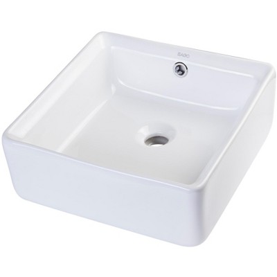 ALFI EAGO BA130  15Inch SQUARE CERAMIC ABOVE MOUNT BATHROOM BASIN VESSEL SINK