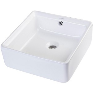 ALFI EAGO BA130  15Inch SQUARE CERAMIC ABOVE MOUNT BATHROOM BASIN VESSEL SINK - 1 of 4