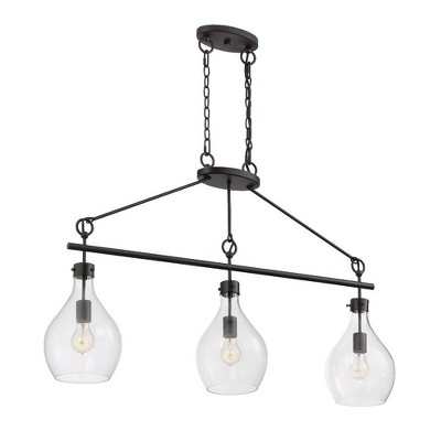 Pulaski 3-Light Oiled Bronze Chandelier with Clear Glass Shades