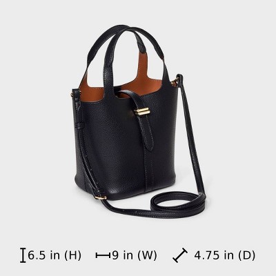 A New Day Mini Tulip Tote Handbag with Crossbody Strap - A New Day™ Black — фото 6