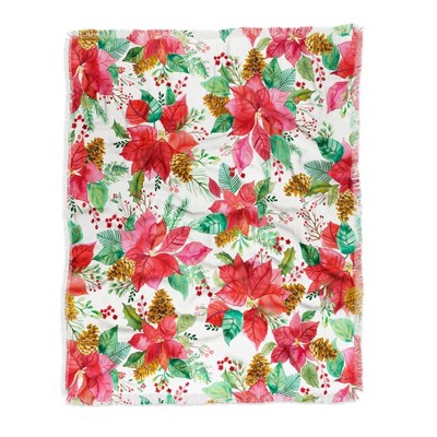 Ninola Design Poinsettia Holiday Flowers Woven Throw Blanket - Deny Designs