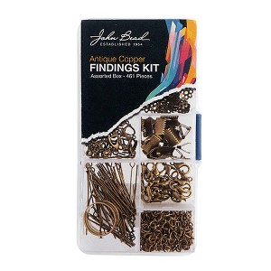 John Bead 461pcs 9 Slots Jewelry Antique Copper Rectangle Findings Kit Assortment Box - 1 of 3