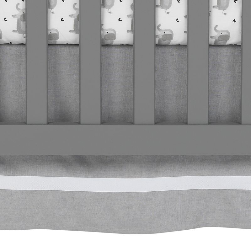 Lambs & Ivy Signature Gray Linen with White Trim 4-Sided Crib Skirt, 3 of 5