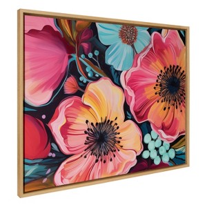 Kate & Laurel All Things Decor 31.5"x41.5" Sylvie Preppy Boho Aesthetic Colorful Floral Group Framed by The Creative Bunch Studio Tan - 1 of 4