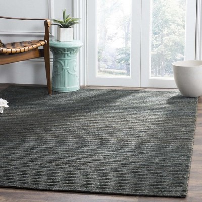Dark Green Cotton Flat Woven Rectangular 6' x 9' Area Rug