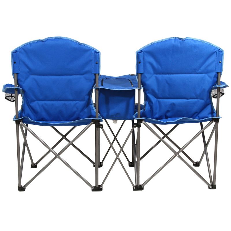 Kamp-Rite Portable 2 Person Double Folding Collapsible Padded Outdoor Lawn Beach Chair with Cooler for Camping Gear, Tailgating, & Sports, 2-Tone Blue, 4 of 7
