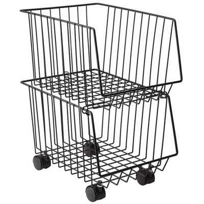 The Lakeside Collection Set of 2 Stackable Storage with Wheels