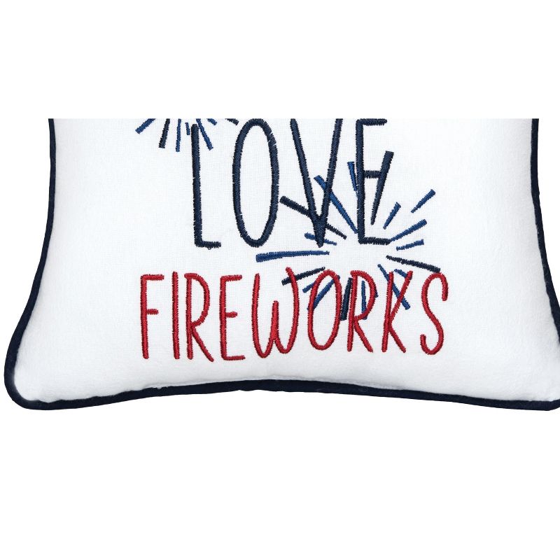C&F Home 10" x 10" Peace, Love, Fireworks 4th of July Patriotic Embroidered Square Accent Pillow, 3 of 4