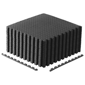 CAP 0.5" Interlocking EVA Foam Exercise Mat 24"x24"x0.5" - Black 4pk - 1 of 4