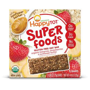 HappyTot Super Foods Oat Bar Banana Strawberry & Sunflower Butter - 5ct/4.4oz