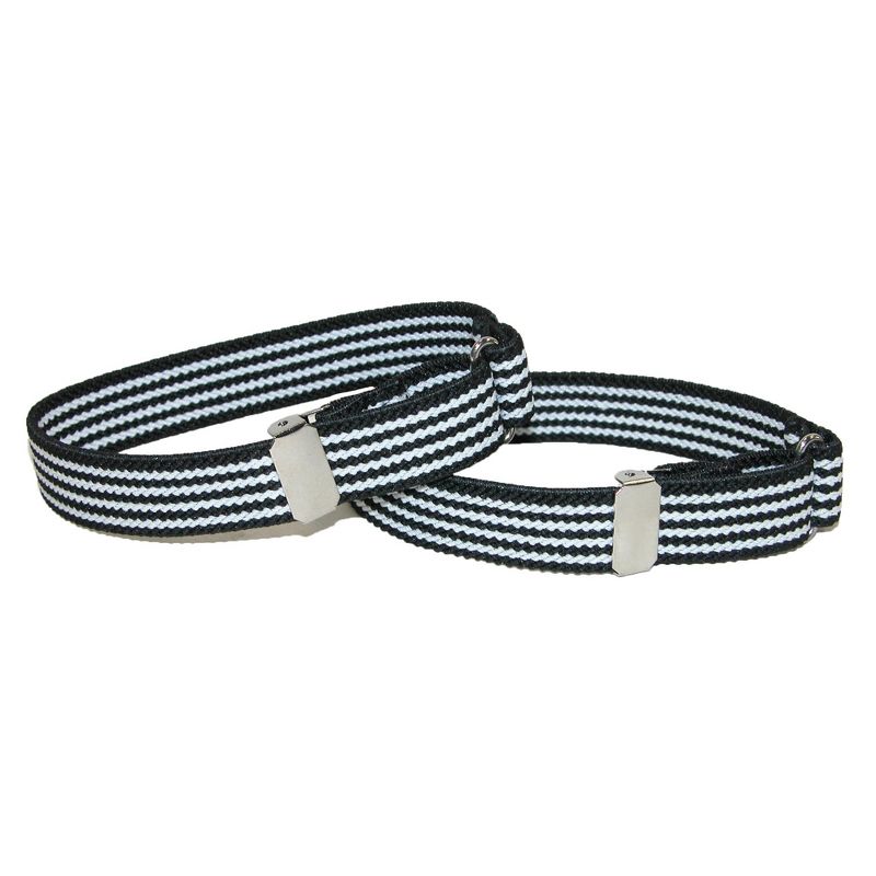 CTM Elastic Black and White Pinstripe Adjustable Sleeve Garter, 1 of 2