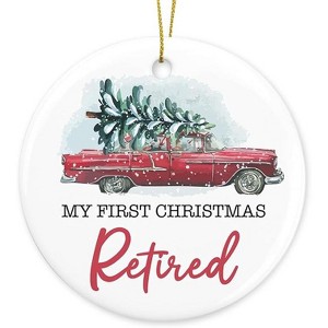 Lomsoe My First Christmas Retired Ornament Retirement Gifts for Her Him Friends Retirement Christmas Ceramic Xmas Tree Ornament Decorations - 1 of 1