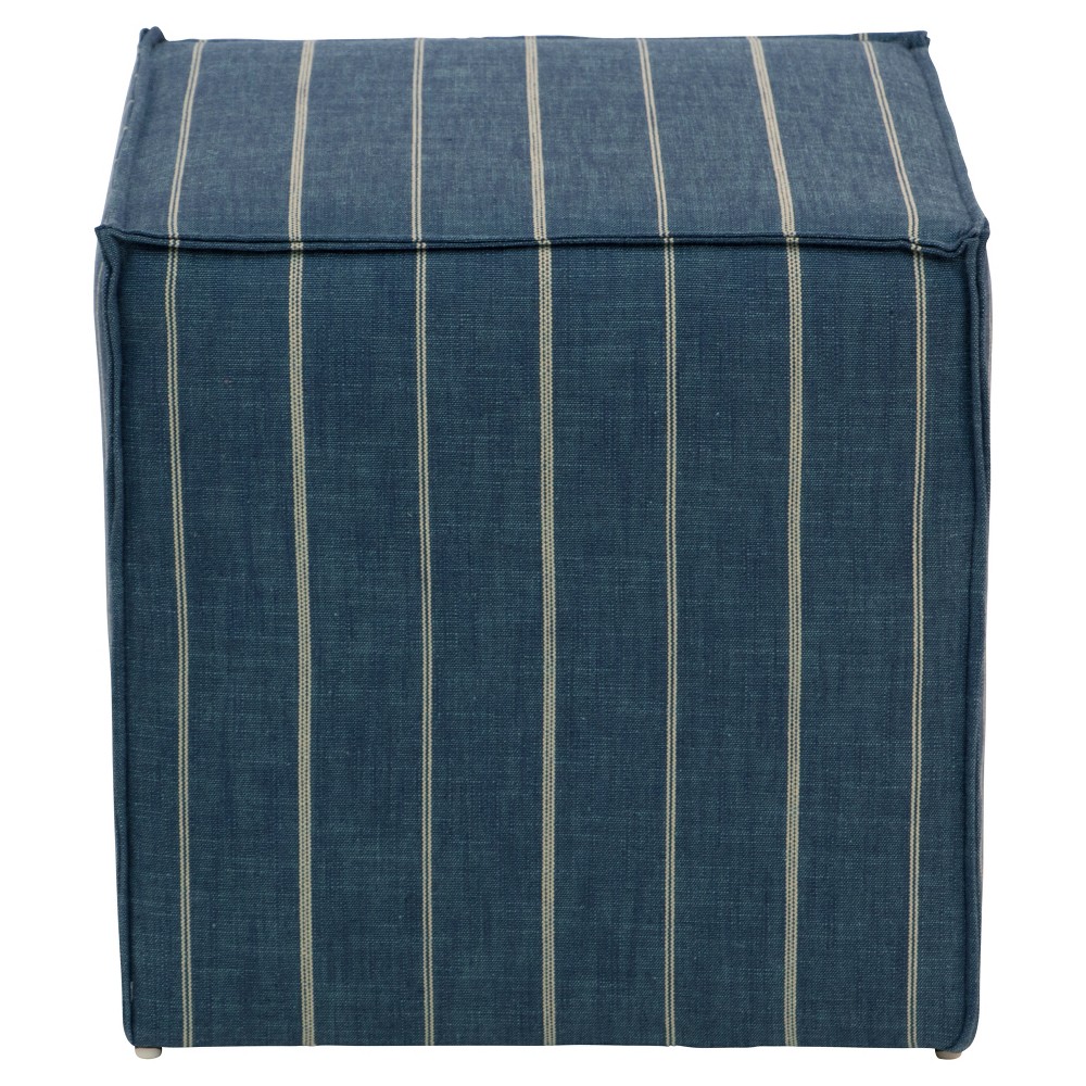 Skyline Furniture Miles French Seam Cocktail Ottoman - Fritz Indigo: Upholstered Bench, Wood Frame, Padded Seat
