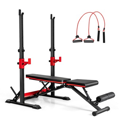 Costway Adjustable Olympic Weight Bench Press Set With Barbell