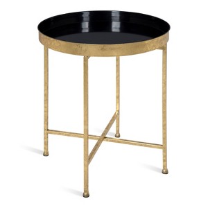 Kate and Laurel Celia Round Metal Side Table, 18.25x18.25x22, Black and Gold - 1 of 4