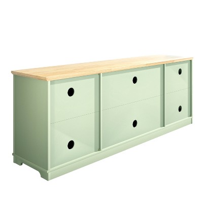 Festivo 70'' Green Wood TV Stand with Floral Doors