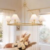 Rennnsan Dalvenne 39"W 6-Light Wagon Wheel Linen Classic Dimmable Chandelier in Gold - 2 of 4