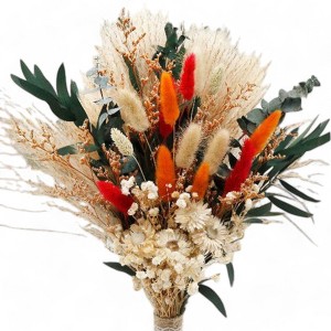 Alilang Decorative Mixed Dried Flower Bouquet for Home Decoration and Arrangements, 17.7 Inches - Orange - 1 of 4