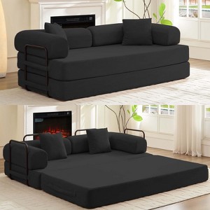 Mjkone Convertible Pull Out Sleeper Sofa Bed with Pillows&Movable armrest,Folding Mattress Couch, Removable Washable Floor Sofa - 1 of 4