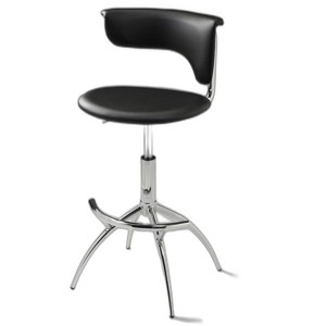 HomeRoots Set of Two Black and Silver Metal and Faux Leather Low Back Adjustable Height Bar Chairs - 1 of 4