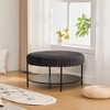 PAGED Upholstered Ottoman with Wooden Open Storage Shelf, Faux Fur Foot Stool with Metal Legs for Family Room, Bedroom - 3 of 4
