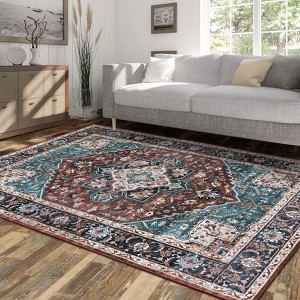 Vintage Area Rug, Large Washable Non-Shedding Boho Carpet for Living Room Bedroom, Soft Floor Rug for Office Nursery Home Decor - 1 of 4