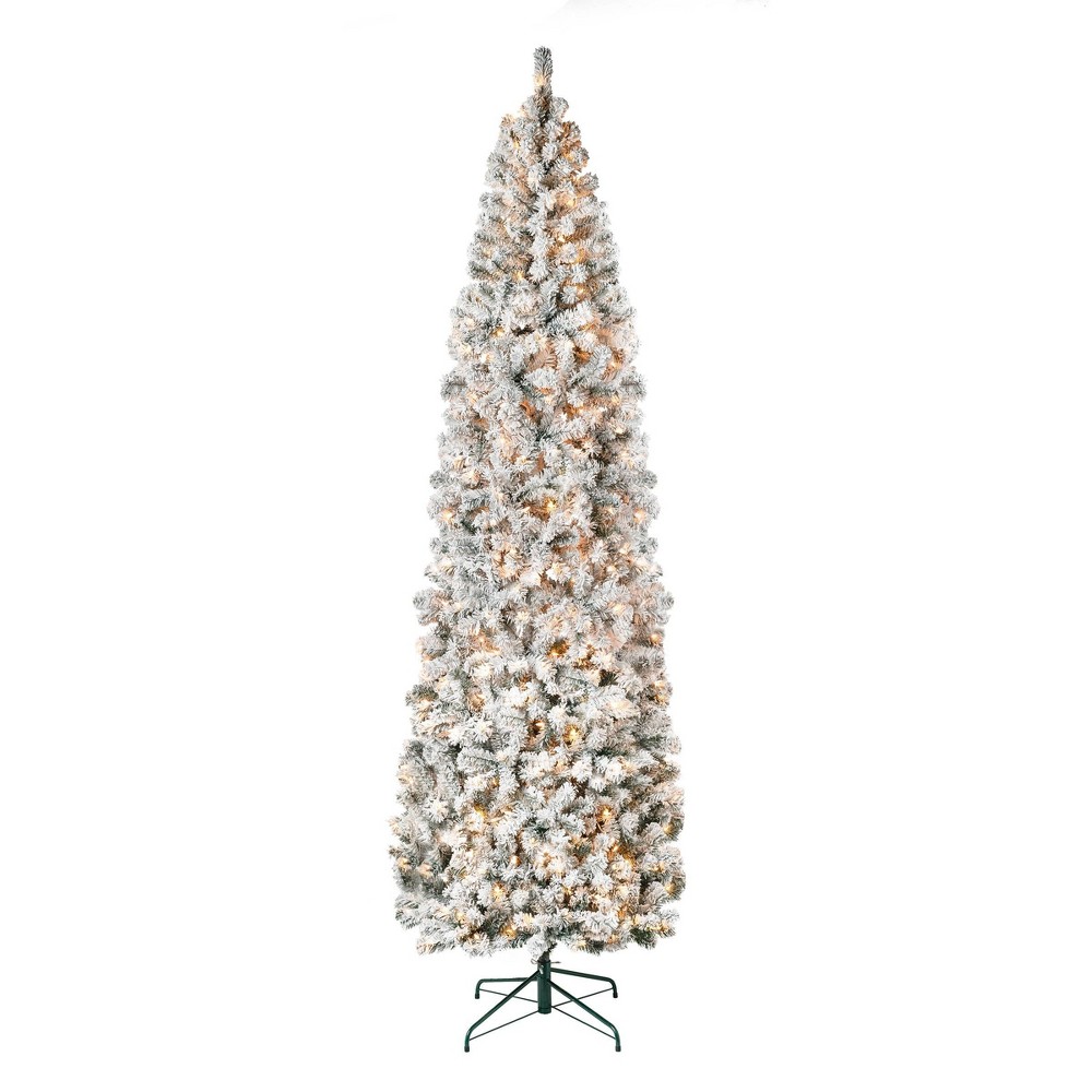 Photos - Garden & Outdoor Decoration National Tree Company First Traditions 9' Pre-Lit Pencil Slim Flocked Acac 