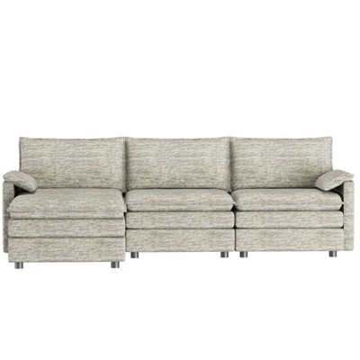 GustoWave 108'' Modular Sectional Couch, Comfy Cloud Couch with Movable Ottoman, Modern Chenille L Shaped Modular Sofa Deep Seat