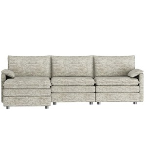 GustoWave 108'' Modular Sectional Couch, Comfy Cloud Couch with Movable Ottoman, Modern Chenille L Shaped Modular Sofa Deep Seat - 1 of 4