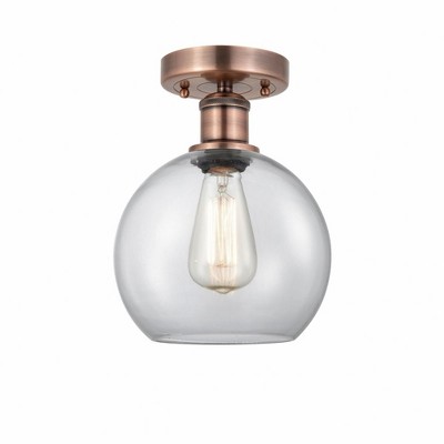 Athens - 1 Light Semi-Flush Mount In Industrial Style-10.75 Inches Tall and 8 Inches Wide