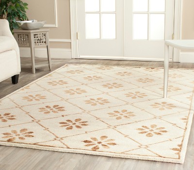 Hand-Knotted Gray Wool and Viscose Geometric Rug