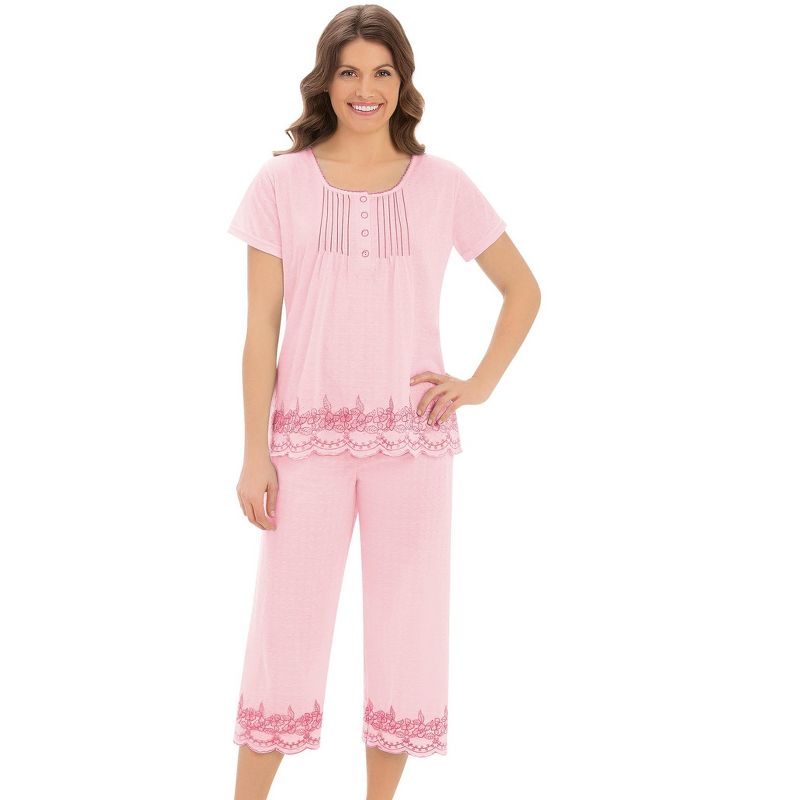 Collections Etc Embroidered Border Pajama Set, 4 of 6