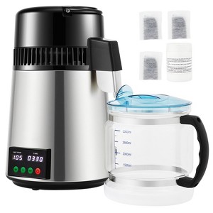 VEVOR 1.1 Gal Water Distiller, 0.3 Gal/H, 750W Distilled Water Maker Machine 0-99H Timing Set Temp Display, 304 Stainless Steel Countertop Distiller - 1 of 4