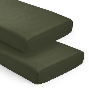 Sweet Jojo Designs Boy Girl Gender Neutral Unisex Fitted Crib Sheets Set Woodland Camo Collection Green 2pc - 1 of 4