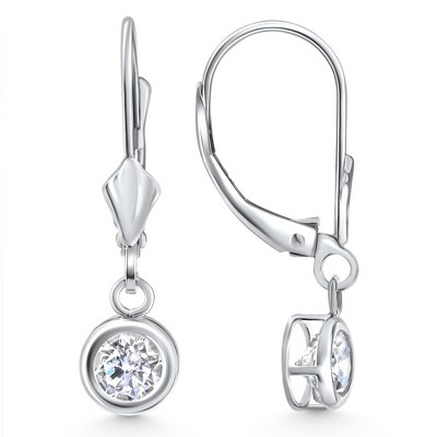 Pompeii3 1Ct Diamond Lab Created Dangle Lever Back Hoop Earrings 14k White Gold