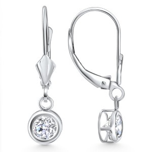 Pompeii3 1Ct Diamond Lab Created Dangle Lever Back Hoop Earrings 14k White Gold - 1 of 2