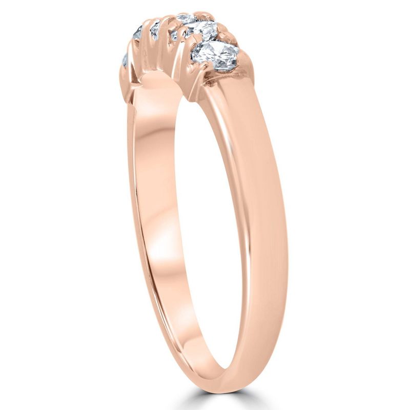 Pompeii3 1/2ct 5-Stone Diamond Wedding Ring 14K Rose Gold, 2 of 5