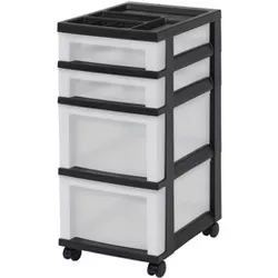 IRIS USA Storage Cart with Organizer Top, Black