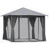 Outsunny 9.7' x 9.7' Patio Gazebo Tent, Canopy with Sidewalls, Zipper Netting Screen, Privacy Curtains, Black - 4 of 4