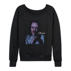 Women's - The Conjuring 4 - Shh Lightweight French Terry Wide Neck Long Sleeve Graphic Shirt - 1 of 4