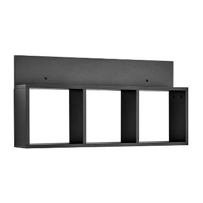 Black MDF 34" Floating Cube Wall Shelf with Display Ledge