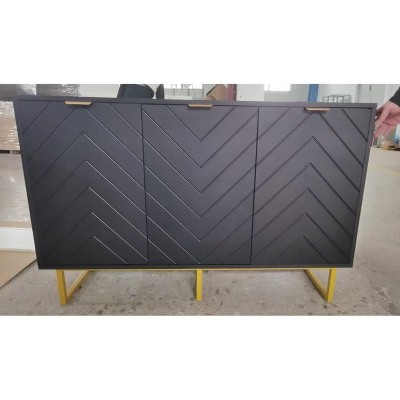 47" Modern Sideboard Buffet Credenza w/ Wood Accent, Herringbone Doors & Shelf for Dining Living Room Entryway