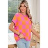 I AM A FASHION JUNKY Strawberry Pink Colorblock Plaid Knit Dolman Sweater Vest - 3 of 4