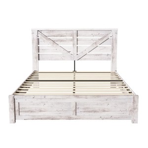 AMERLIFE Farmhouse Bed Frame with 49.2" Barn Door Headboard - 1 of 4